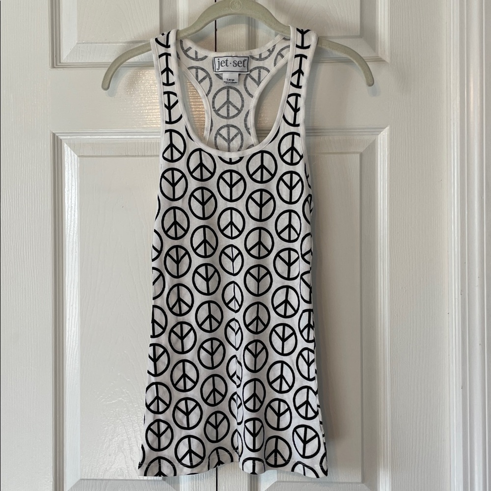 Jet Set Peace Sign Racerback Tank Top